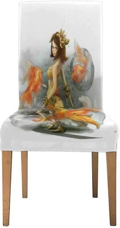 Character With Goldfish Stretch Chair Cover Protector Seat Slipcover For Dining Room Hotel Wedding Party Set Of 1