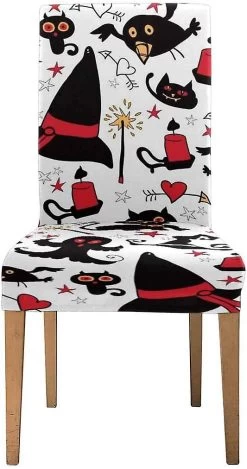 Cute C At Halloween Stretch Chair Cover Protector Seat Slipcover For Dining Room Hotel Wedding Party Set Of 1