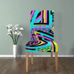 Abstract Geometric Triangles Stretch Chair Cover Protector Seat Slipcover For Dining Room Hotel Wedding Party Set Of 1 D---78532
