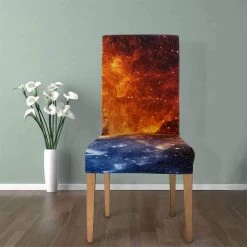 Galaxy Contrast Of Color Stretch Chair Cover Protector Seat Slipcover For Dining Room Hotel Wedding Party Set Of 1
