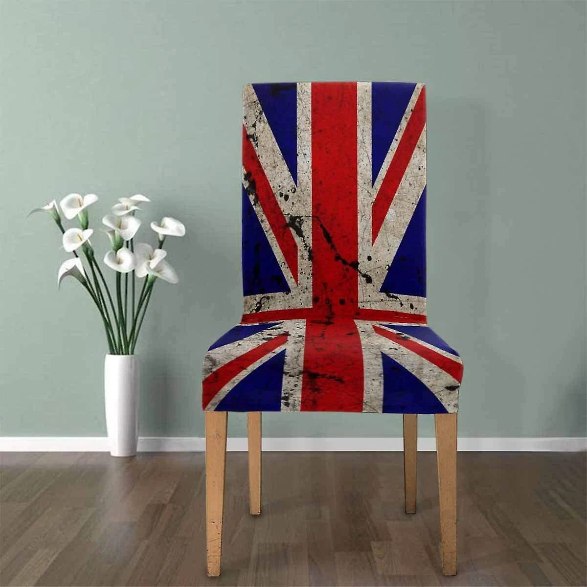 Uk Dirty Old Grunge Flag Stretch Chair Cover Protector Seat Slipcover For Dining Room Hotel Wedding Party Set Of 1 - Image 3