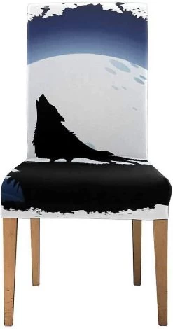 Wolf Howling Stretch Chair Cover Protector Seat Slipcover For Dining Room Hotel Wedding Party Set Of 1