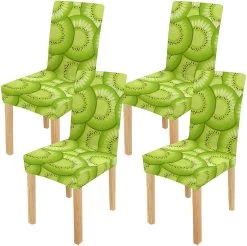 Kiwi Slices Stretch Chair Cover Protector Seat Slipcover For Dining Room Hotel Wedding Party Set Of 4