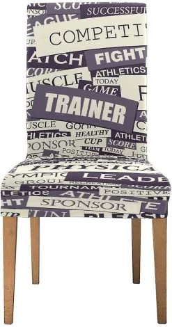 Sport Pattern Stretch Chair Cover Protector Seat Slipcover For Dining Room Hotel Wedding Party Set Of 4