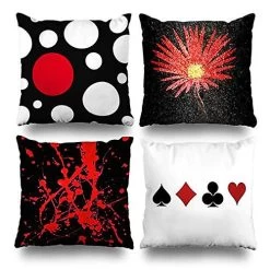 Set Of 4 Pillow Cases Modern Black White Red Daisy Abstract Diamonds Series Poker Throw Pillowcase Cover Cushion Case Home Decor 50x50 Cm