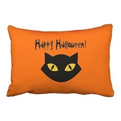 Modern Funny Happy Halloween Orange Black Cat Simple 50x75 Cm Rectangle Throw Pillow Covers With Hidden Zipper Home Sofa Cushion S E---74158