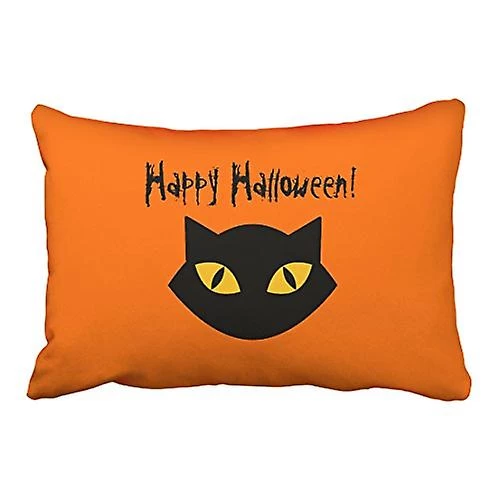 Modern Funny Happy Halloween Orange Black Cat Simple 50x75 Cm Rectangle Throw Pillow Covers With Hidden Zipper Home Sofa Cushion S E---74158