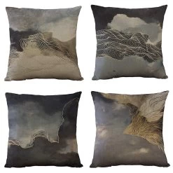 Set Of 4 Pillow Cases Modern Vintage Geometric Abstract Night Sky Throw Pillowcase Cover Cushion Case Home Decor 40x40 Cm