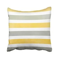 Grey And Yellow And White Stripes Pillow Cover With Hidden Zipper Decor Cushion Two Sides 50x50 Cm