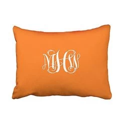 Pumpkin White 3 Initials Vine Script Monogram Throw Pillow Covers Cases Cushion Cover Case Sofa 50x75 Cm Two Side