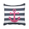 Square Throw Pillow Covers Nautical Navy Blue Stripes Pink Magenta Anchor Pillowcases 45x45 Cm With Hidden Zipper Home Sofa Cushion