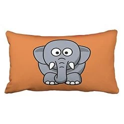 Cute Cartoon Elephant On Orange 50x75 Cm Rectangle Throw Pillow Covers With Hidden Zipper Home Sofa Cushion Pillowcases E---75182