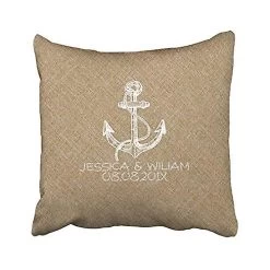 Square Throw Pillow Covers Retro Print White Nautical Anchor Accent Customizable Pillowcases 45x45 Cm With Hidden Zipper Home Sofa Cushion