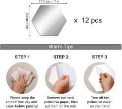 12 Pieces Mirror Hexagon Acrylic Adhesive Wall Sticker Wall Mirrors Decals