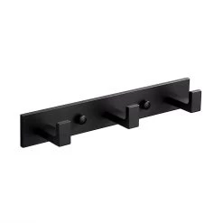 Thicken Space Aluminum Robe Rack Wall Mounted Black Painted Towel Clothes Hanger 6hooks