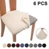 6pcs Stretch Jacquard Chair Seat Covers-xinhan Beige