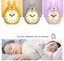 Saytay Alarm Clocks For Bedrooms, Cartoon Alarm Clock Totoro Alarm Clock Night Light, Student Children's Home Decoration Desktop Clock(purple)