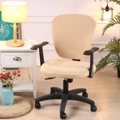 3x Universal Spandex Stretch Wedding Dining Room Chair Seat Cover Beige 38-50cm