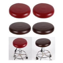 4pcs Home Bar Stool Covers Pu Leather Round Chair Seat Slipcover Replace