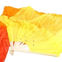 Beautiful Silk Three Color Gradient Dance Fan Hand Folding Bamboo Fan Decoration Fan For Ladies Wom
