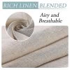 Outdoor Linen Sheer Curtains For Patio Waterproof With Detachable Self-stick, Natural W132cm X D243cm