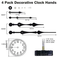 High Torque Clock Movement Mechanism With 11 Inch Long Spade Hands, Quartz Clock Motor Kit , Shaft L