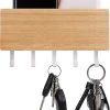 Key Rack With Shelf Wooden Wall Organizer - 5 Key Hooks, Key Holder, Vintage Key