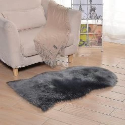 Soft Sheepskin Fluffy Faux Fur Carpet Area Rug Home Decorative Cozy Shaggy Rugs( Size,color : 50x80cm-dark Gray