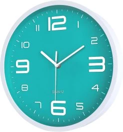 Modern Teal Green Wall Clock 12 Inch Silent Non Ticking Quartz Clocks With Large 3d Numerals For Living Room Kitchen Kids Room