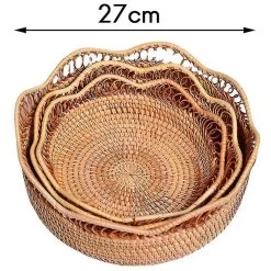 Rattan Fruit Tray Storage Lace Basket Kitchen Storage Containers A