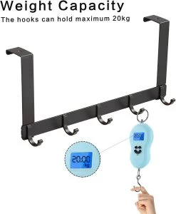 5 Packs Heavy Duty Door Hooks For Bedroom, Clothes, Bags, Hats, Towels (Black)