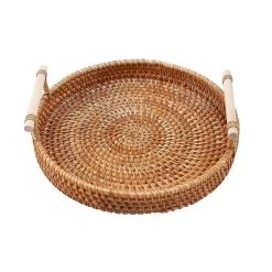 Stora Tray, Round Basket With , Woven, Tray Wicker Basket Bread Fruit Fo