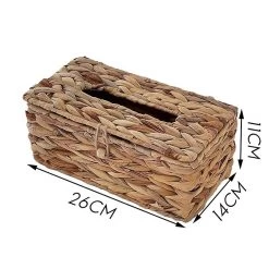 Ins Water Hyacinth Woven Tissue Box Rattan Woven Lid Sanitary Paper Box Household Living Room Pumping Paper Box Storage