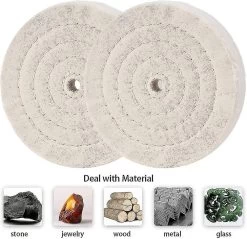 2 Pack 6" Polishing Discs (70 Thickness) For Bench Grinder, Cotton Mirror Effect