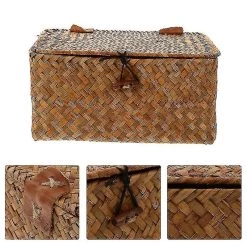 1pc Seaweed Storage Box Sea Grass Woven Basket Desktop Organizer Container