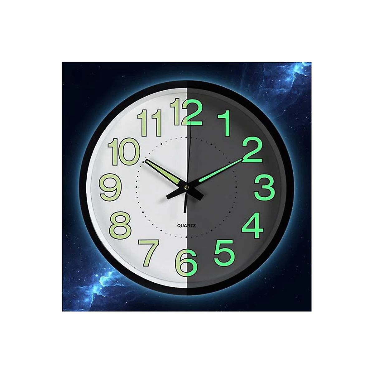 12 Inch / 30cm Luminous Wall Clock Silent With Night Light Glow In The Dark Round Clock, Living Roo - Image 3