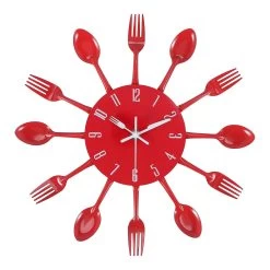 Home Decorations Noiseless Stainless Steel Cutlery Clocks Knife And Fork Spoon Wall Clock Kitchen R