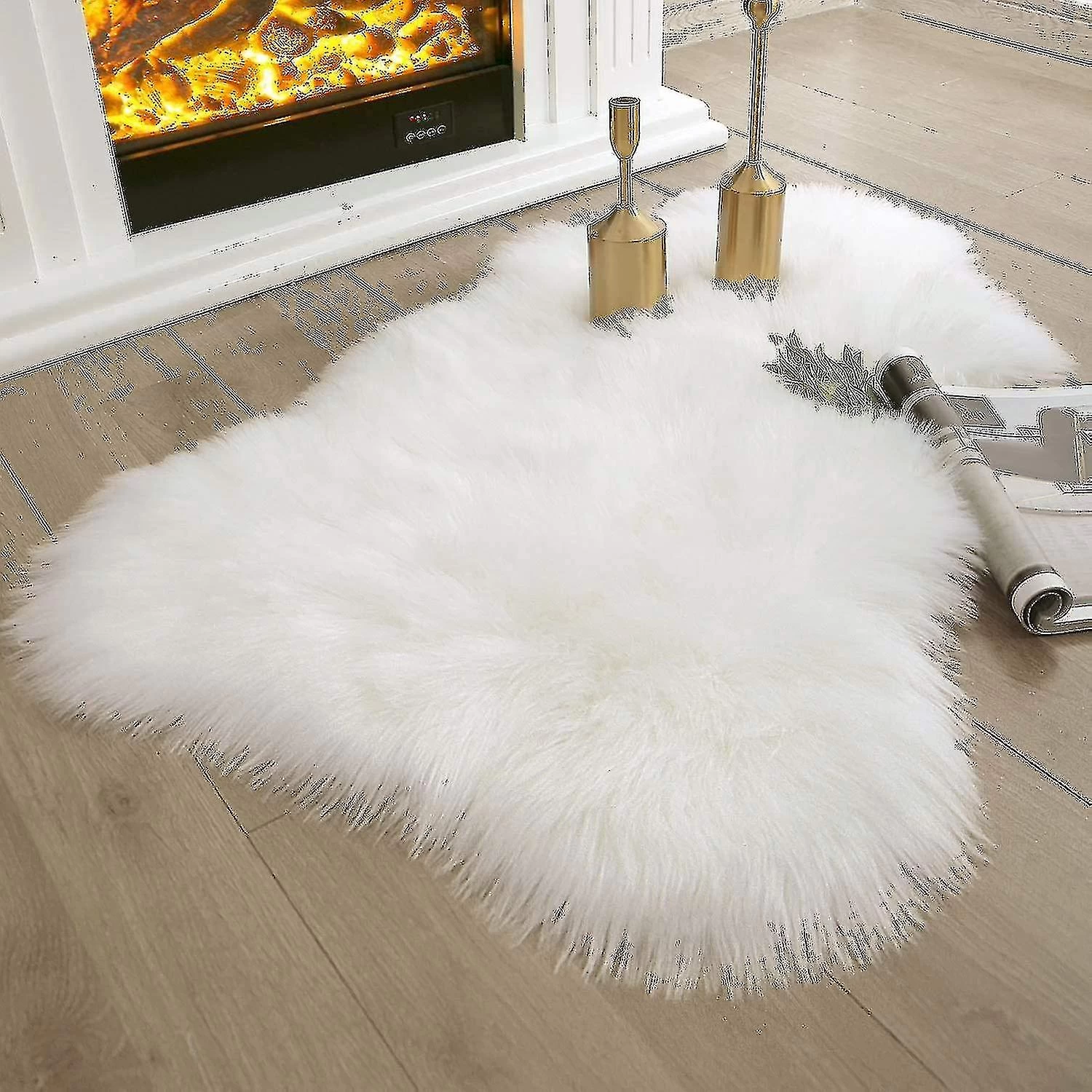 Ashler Ultra Soft Faux Sheepskin Fur Rug White Fluffy Area Rug Shag Rug Carpets For Bedroom Living Room, 2 X 3 Feet - Image 3