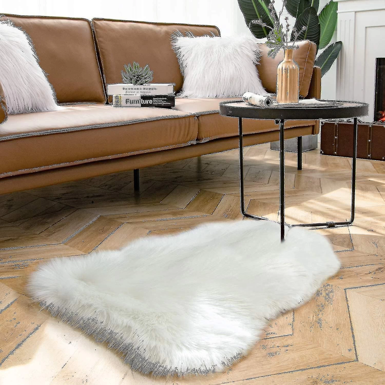 Ashler Ultra Soft Faux Sheepskin Fur Rug White Fluffy Area Rug Shag Rug Carpets For Bedroom Living Room, 2 X 3 Feet - Image 5