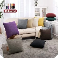 Jubee Amazon Brand - Cushion Cover 45x45cm White Gray Rectangle Modern Living Room Outdoor Cushion Bedroom Soft And Comfortable Linen Effect Pillow Co