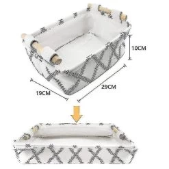 Decorative Storage Basket With Wooden Handles White Collapsible S