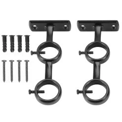 Ain Rod Bracket, 2pcs Double Ain Rod H, Double Rod Brackets Hooks For Bedr