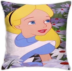 Comfortable Decorative Cushion Covers,Cartoon Alice In Wonderland,Pack Of 1 Soft Square Throw Pillow Covers Cushion Pillowcases For Couch Sofa Chair 4