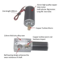 Dc 12v Gear Motor High Torsion Speed Reduce Electric Gearbox Motor Reversible Worm Gear Motor 8mm Shaft(12v 10rpm)