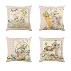 Easter Pillow Cover Square Decoration - Polyester Multicolor Printing - Festive Atmosphere - 45 X 45cm
