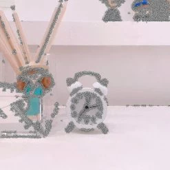 Mini Round Battery Alarm Clock Desktop Table Bedside Clocks Decor