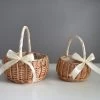 Flower Basket Woven Hand-Held Wicker Decorative Picnic Storage Basket For Home City S Pink