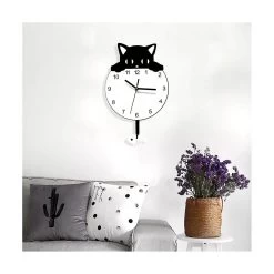 Kitten Home Decor Wall Clock Novelty Kitten And Fish Wall Clock Kitten Clock With Swinging Tail Gif