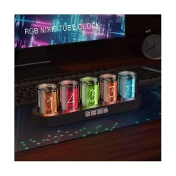 Digital Nixie Tube Clock With Rgb Led Glows For Home Desktop Decoration. Desktop Decoration Digital